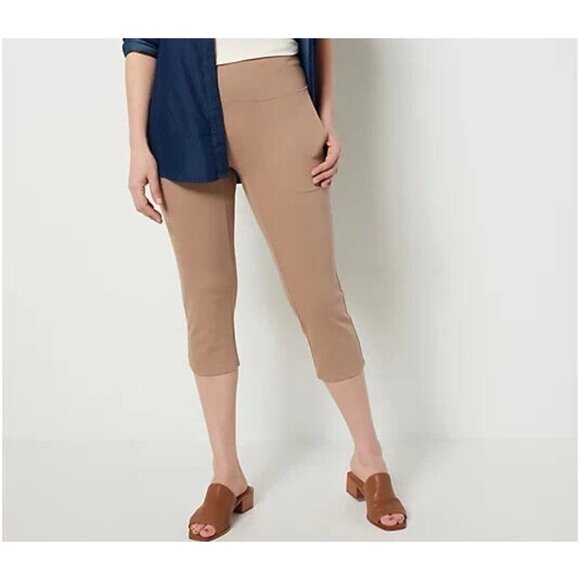 Women With Control Tummy Control Smooth & Sleek Denim Capri Size 0 Taupe A509509 - Picture 1 of 3